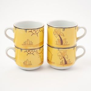 Set of 4 Sango Safari Animal Porcelain Tea Cups